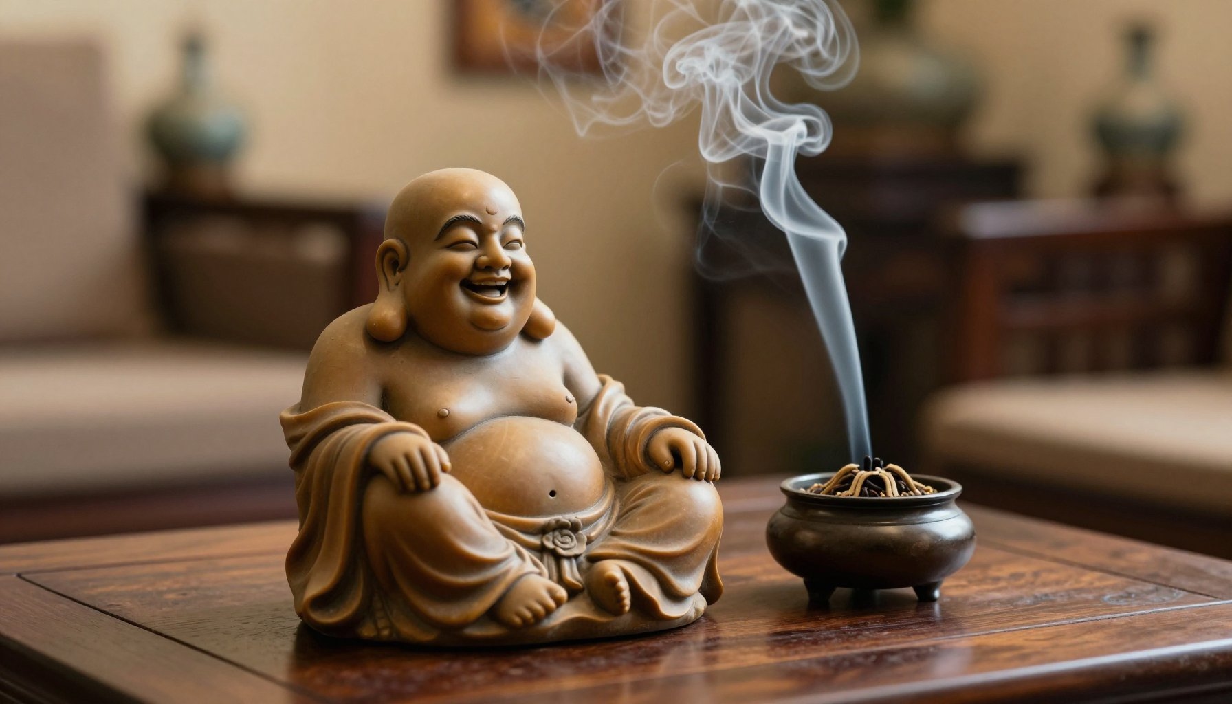 tượng phật di lặc để bàn phong thủy hoan hỉ