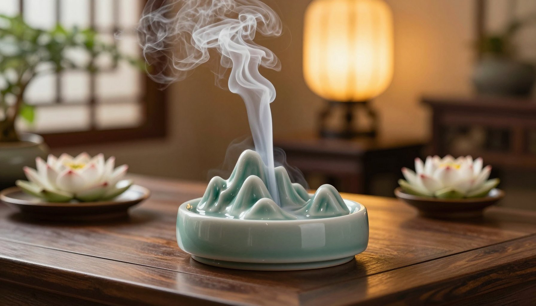 Thác khói trầm hương cao cấp gốm sứ decor phòng khách sang trọng