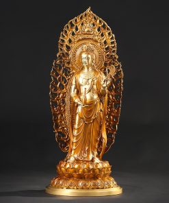 Tượng phật decor bộ Tam Thánh Phật vàng uy nghiêm 39×15×50cm 2