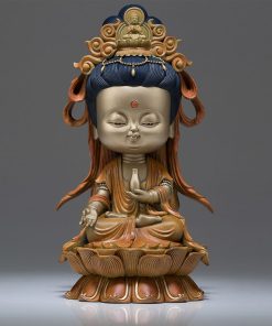 Tượng phật decor Quan Thế Âm Bồ Tát chibi biểu tượng từ bi và bình an 10×11×21cm